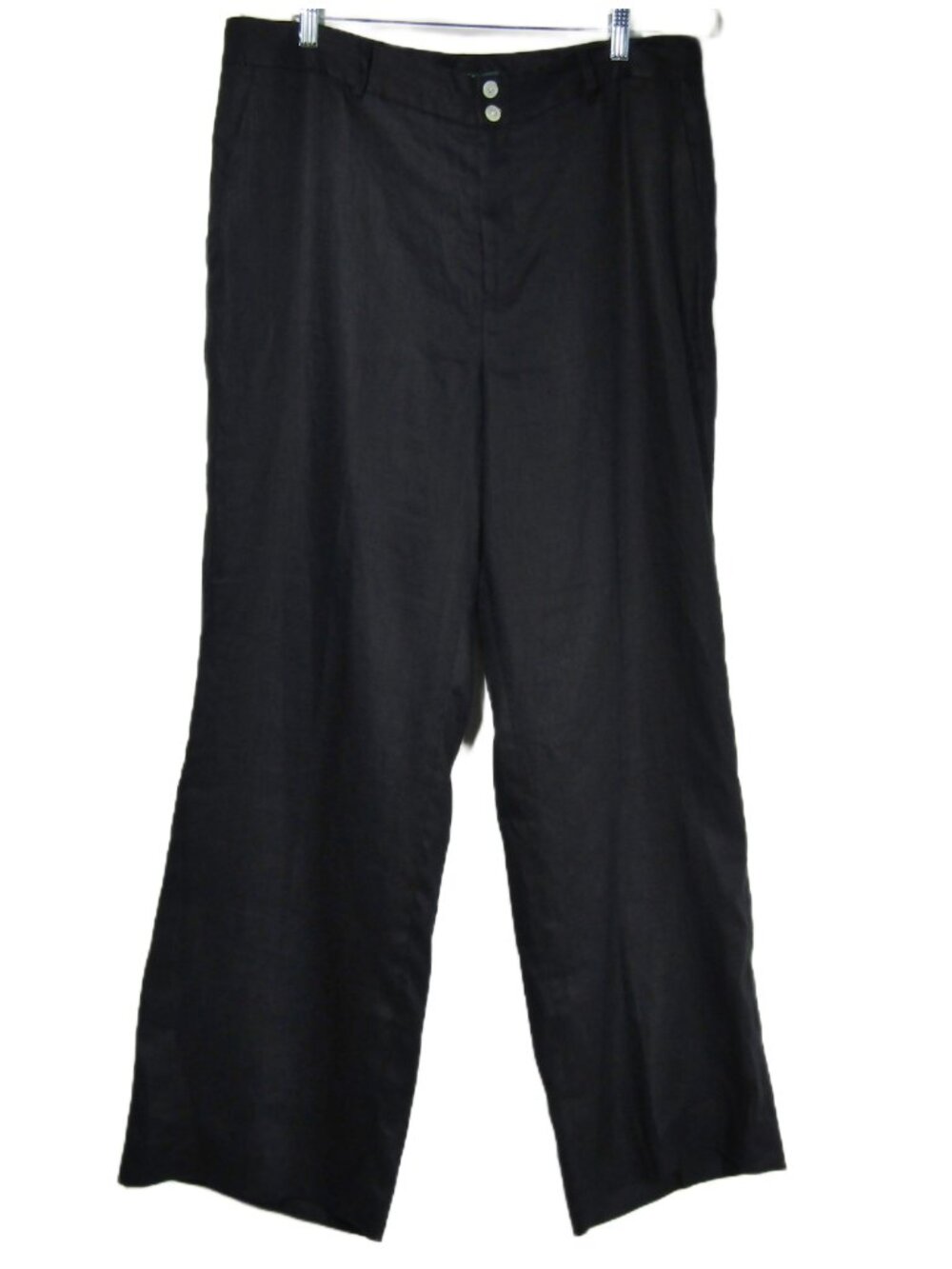 LAUREN RALPH LAUREN 100% Linen High Waist Black Wide leg Pants Quiet Luxury 16